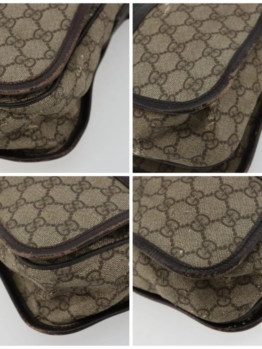 GUCCI GG Supreme Web Sherry Line Bag PVC Beige Silver 145844 Auth ti3927 - Picture 16 of 16